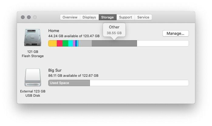 how much disk space for mac os x
